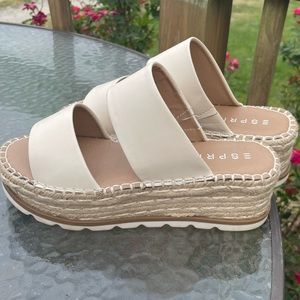 Women’s Beige White Heeled Sandals